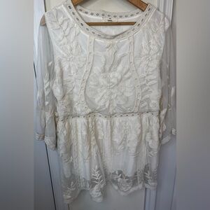 Entro Ivory Lace Detail Top- Boho Inspired L
